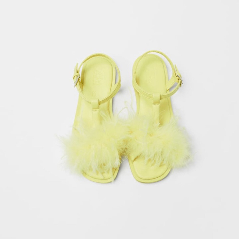 Lime Green Zara Feather Girls Sandals